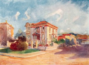 Rezidence J.E. Dr. Pedra de Toleda, bývalého ministra zemědělství, Avenida Beira Mar (barevná litografie) od European School
