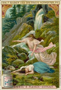 Scéna z pohádky Sedmero krkavců bratří Grimmů (chromolit) od European School