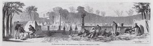 Scéna v Jardin du Luxembourg pod Pařížskou komunou od European School