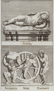 Spánek, Sisyfos, Ixion, Tantalus (rytina) od European School
