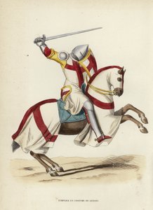 Kostým templářů ve válce (barevná rytina) od European School