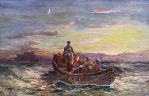 Útěk Marie, královny skotské, z hradu Loch Leven (barevná litografie) od European School