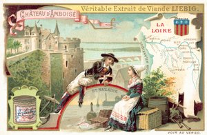 Loire a pohled na zámek Amboise (chromolitho) od European School