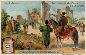 Ruiny mešity Bibi-Khanym v Samarkandu v Uzbekistánu od European School