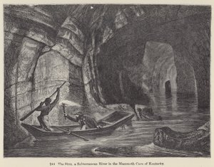The Styx, podzemní řeka v Mammoth Cave of Kentucky (rytina) od European School