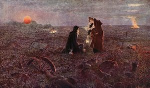 Vdova po Tuchkovi na bojišti u Borodina (barevná litografie) od European School