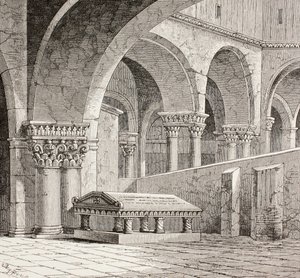 Hrob Godfrey de Bouillon v kostele Božího hrobu, Jeruzalém, kolem roku 1880