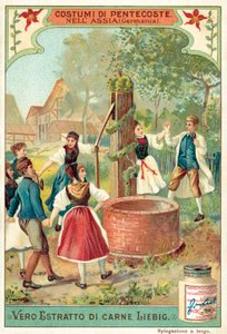 Tradiční oslavy letnic v Hesensku, Německo (chromolitho) od European School