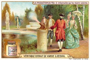 Využití slunečních paprsků k zapálení ohně (chromolitho) od European School