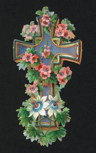 Viktoriánské zbytky: Svatý kříž (chromolitho) od European School