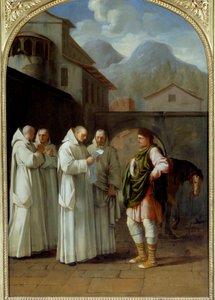 Svatý Bruno (1030-1101), zakladatel kartuziánského řádu dostává poselství od papeže Urbana II. (Urbano II.) od Eustache Le Sueur