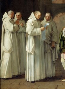 Svatý Bruno (1030-1101), zakladatel kartuziánského řádu dostává poselství od papeže Urbana II. (Urbano 2) (detail) od Eustache Le Sueur