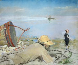 Henri Guerard Odpočinek na pláži (pastel na plátně) od Eva Gonzalès