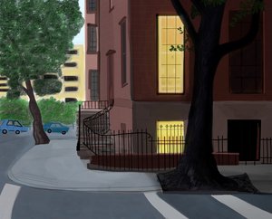 Willow and Middagh Street, 2016 (ručně kresleno na iPadu tužkou Apple) od Evan Sklar