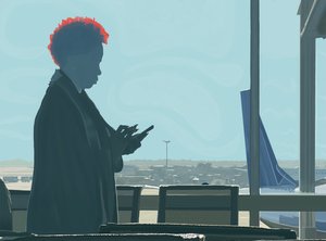 Žena čekající na letišti (digitální umění) od Evan Sklar
