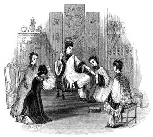 Čínské dívky plačící s nevěstou, 1847