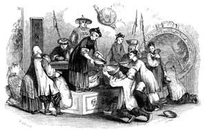 Rozdávání obilí lidem v období nedostatku, 1847