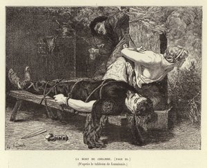 La Mort de Chramme. Smrt Chrama, syna Chlothara I., krále Franků, 561 (rytina)