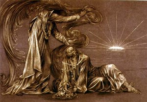 Dokončená studie pro Earthbound, c.1897 (křída) (viz 27982) od Evelyn De Morgan