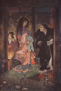 Shinzaburo poznal Tsuyu a její služebnou Yone, ilustrace z 