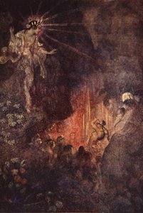Uzuma probouzí zvědavost Ama-terasu, ilustrace z 