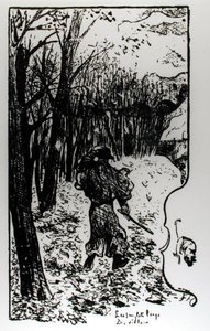 Verlaine v podzimní krajině, ilustrace z Impression dAutomne: Les Sanglots Longs od Paula Verlaina (1844-96) od F.A. Cazals