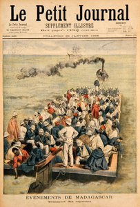 Události na Madagaskaru: Repatriace francouzských jednotek, ilustrace z Le Petit Journal, 20. ledna 1896 (barevná rytina)