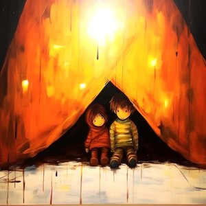 Kresba dvou nevinných dětí, surrealistické umění na zeď | Canvas Prints od F. Abderrahim