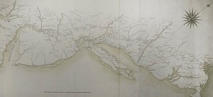 Celková mapa táborů a pochodů armády v Americe na příkaz Rochambeaua, detail pravé strany, z 
