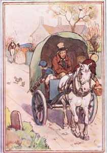 Když se vzdalovali, jeho matka vyběhla z brány, ilustrace od Davida Copperfielda, 1914