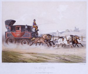 The Mail Coach, vyrytý Charles Bargue (1826-83) od F. after Fort