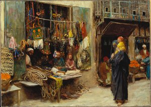 Pouliční bazar (olej na plátně)