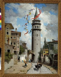 Pohled na věž Galata v Konstantinopoli. Obraz Fabius Brest (1823-1900). Povinná zmínka: Collection fondation needs de Provence, Marseille