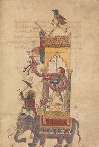 The Elephant Clock, Folio from the Book of the Knowledge of Genious Mechanical..., A.H. 715AD.1315 od Farrukh ibn Abd al Latif