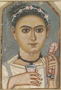 Chlapec s květinovou girlandou ve vlasech, cca 200-230 od Fayum mummy portraits