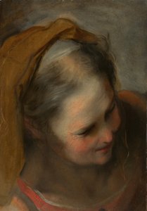 Hlava staré ženy při pohledu vpravo dole od Federico Barocci