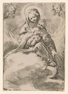 Panna a dítě v oblacích od Federico Barocci