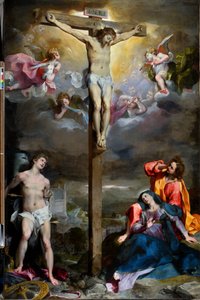 Ukřižování Krista s Pannou Marií, svatým Janem Evangelistou a svatým Sebastianem