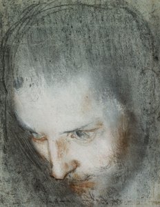 Hlava svatého Františka při pohledu nahoru doleva, od Federico Fiori Barocci or Baroccio