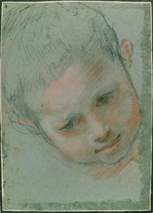 The Head of a Boy, c.1586-89 černá, červená, bílá a tělová křída) od Federico Fiori Barocci or Baroccio