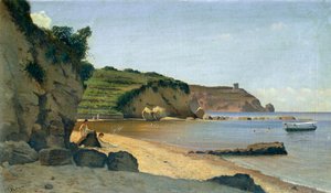 Jižní marina, Federico Rossano (1835-1912), olej na plátně, 34x59 cm.