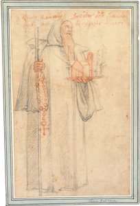 Fra Stefano, prokurátor kamaldolitů ve Vallombrose, jako svatý Romuald, držící model kostela a růžence, 1577 od Federico Zuccaro