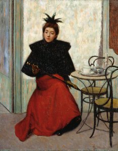 V kavárně, Federico Zandomeneghi (1841-1917), olej na plátně, 41x33 cm