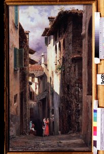 "Scene de rue a Bellagio en Italie"" Peinture de Feodor Andrejevič Bronnikov (1827-1902) 1875 Státní Treťjakovská galerie, Moskva od Fedor Andreevich Bronnikov
