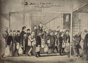 Fotografická kopie kresby Charlese Wirgmana s titulem 3 Itchiboos to the Dollar or Dea (3 Itchiboos za dolar) od Felice Beato