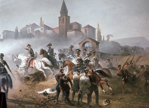 Bitva u Pastrenga, detail pravé strany: útok (olej na plátně) od Felice Cerruti Bauduc