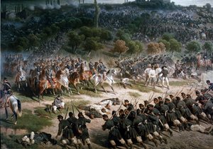 Bitva u San Martina, detail: pěchota v pohybu od Felice Cerruti Bauduc