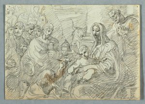 Studium Klanění tří králů po Lodovico Carracci od Felice Giani