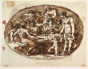 Banket bohů, varianta pro jídelnu, Palazzo Guarini, Forli od Felice Giani