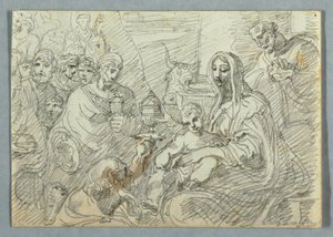 Kresba, studie Klanění mudrců podle Lodovica Carracciho, 1800-1820 od Felice Giani